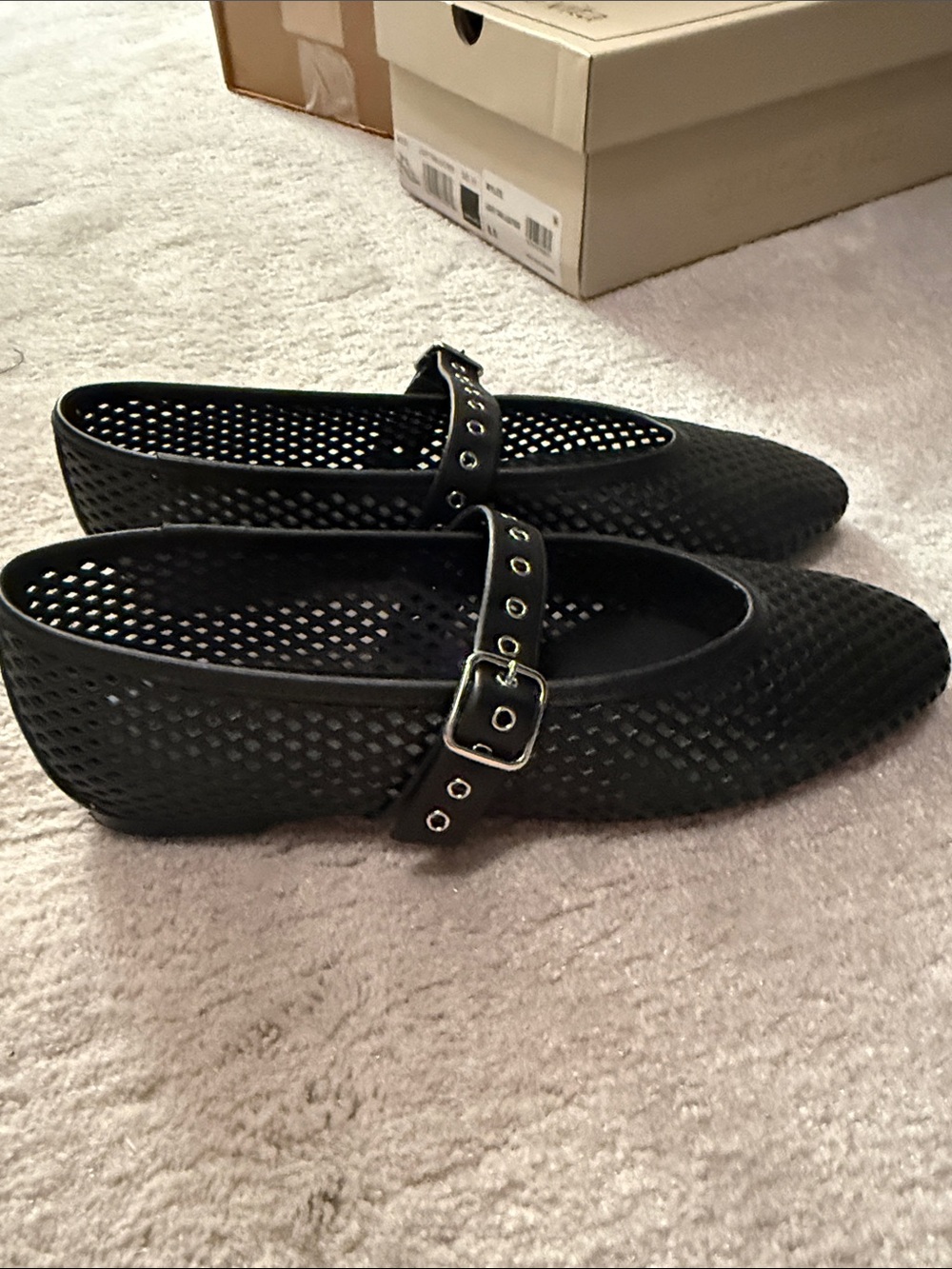 Madewell Black Perforated Mary Jane Flats with Buckle